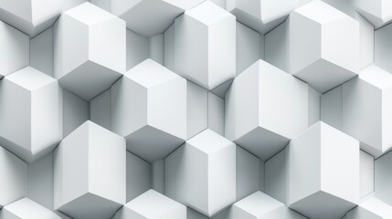 Poster - A dynamic arrangement of hexagonal and cubical shapes in white, creating a modern, three-dimensional effect.