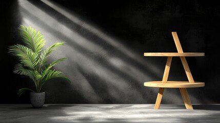 Poster - Stylishly arrange a minimalist plant and wooden shelf in your space