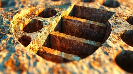 Fototapete - Explore the intricacies of rusted industrial machinery design
