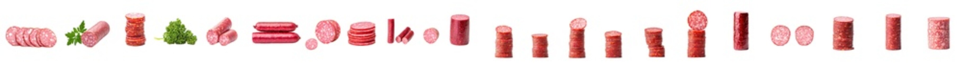 Poster - Isolated stack of salami slices on transparent background