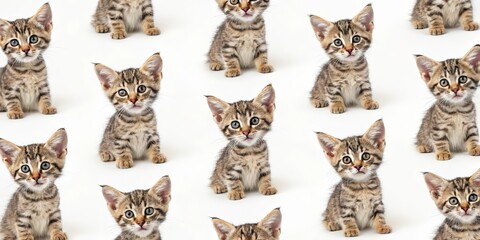 Poster - pattern of kittens on a white background