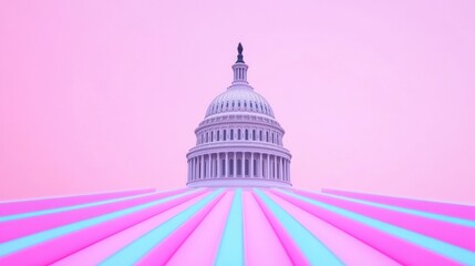 Poster - Vibrant capitol building stands out against a colorful sky