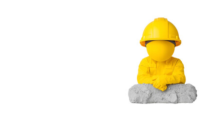 Poster - On a transparent background, an isolated yellow plastic hard hat is seen.