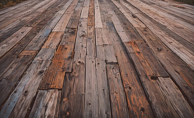 Poster - Wooden floor with many wooden planks