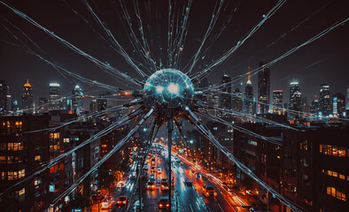 Poster - City with a large sphere in the middle