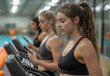 © Professional Agency - Three women focused on treadmill workout in modern gym