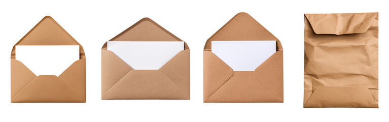 Poster - An open envelope with lined paper insert. It is made of brown recycled paper, perfect for letters and notes.