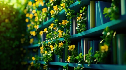 Fototapete - Explore the beauty of books surrounded by blossoming nature