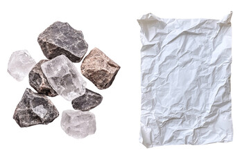 Poster - Isolated white paper with wrinkles, great for backgrounds or design elements in creative projects.