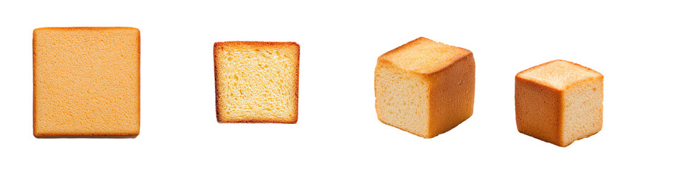 Poster - It stands out by its porous texture and golden-brown color. It is ideal for snacks or croutons. The image is isolated on a transparent background, png.