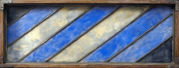 Poster - Abstract Watercolor Painting with Blue and Golden Stripes