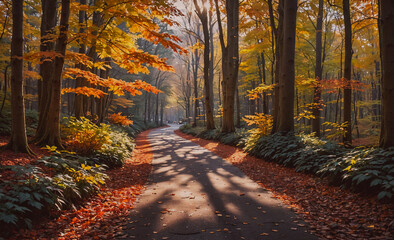 Aufkleber - Road with trees on both sides