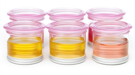 Poster - Explore colorful liquid samples in clear jars for scientific analysis