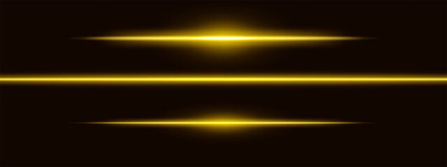 Gold light glare beam. A sharp horizontal beam reflection. Sci-fi designs, light transitions, or futuristic effects. Glowing light streaks and neon effects. Dynamic shine wallpaper background