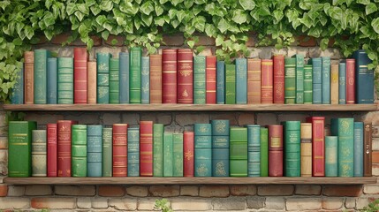 Aufkleber - Explore timeless literature on a classic bookshelf