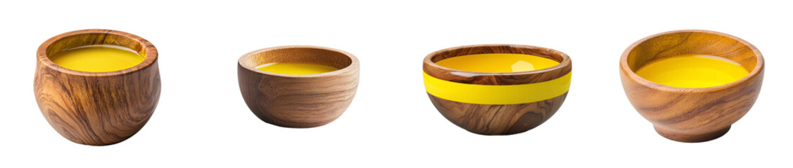 Poster - Isolated wooden bowl with olive oil on transparent background