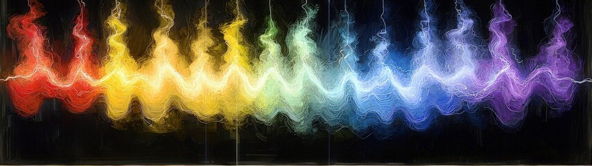 Poster - Enchanting 3D Digital Painting of Colorful Waves