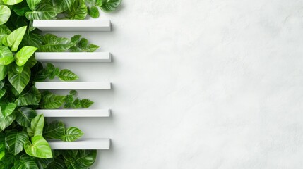 Aufkleber - Create a lush green wall displaying vertical shelves with plants