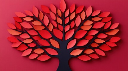 Aufkleber - create a stunning red leaf tree artwork for your home decor