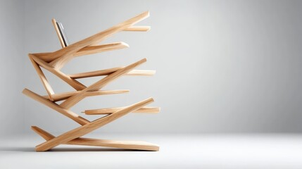 Aufkleber - Innovative wooden bookcase enhances modern interior design