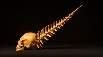 Poster - Explore the intricate structure of a skull and spine sculpture