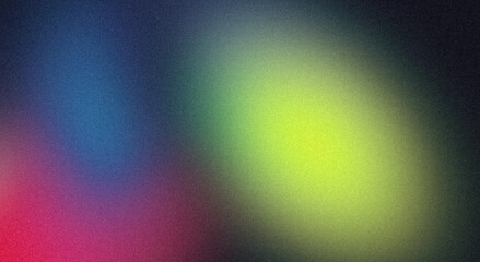 Retro green blue red color dark grainy gradient backdrop design. Abstract vibrant colored flow shaped noisy gradient texture, retro colors, banner, poster, header design, empty space