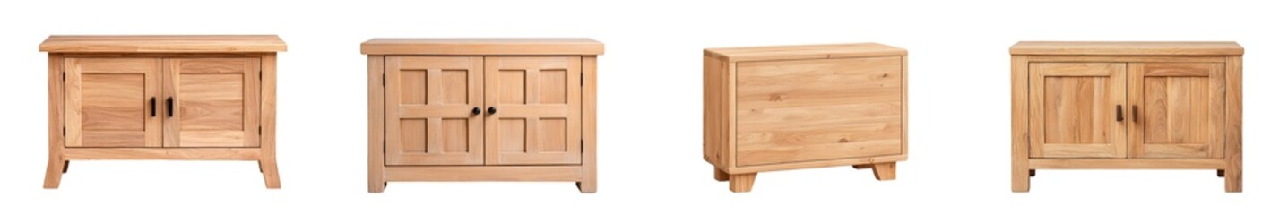 Poster - Wooden cabinet with a minimalist design and clean lines. Isolated on transparent background, .png.
