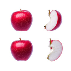 Aufkleber - There is a bite mark on the side of the apple, showing the inner white flesh. The surface of the apple has a glossy appearance and the stem has a brown color. This image is isolated on a transparent