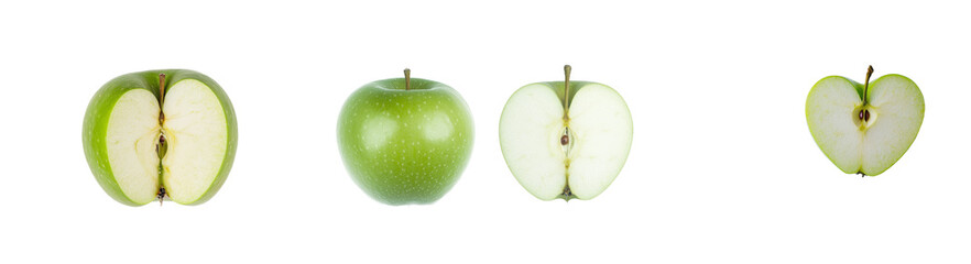 Poster - Slice of green apple isolated on transparent background