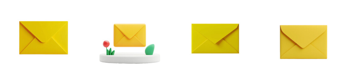 Fototapete - Isolated yellow envelope on transparent background
