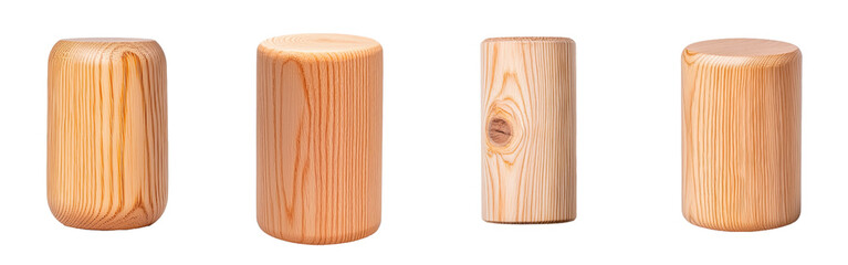 Poster - - Decorative wooden pedestal stand with smooth surface and natural wood grain, ideal for highlighting products or displaying decorative items.