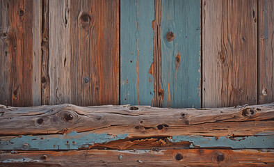 Aufkleber - Wooden wall with a blue stripe