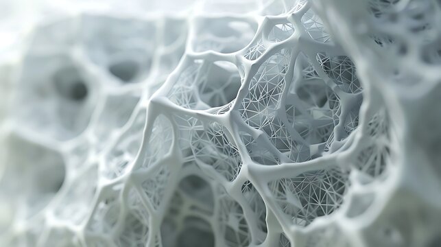 3D rendering of a white organic structure resembling a bone or coral.