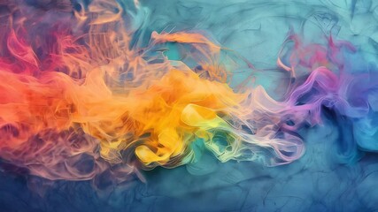 Poster - A captivating display of rainbow-colored smoke flowing seamlessly across a textured background, creating a fluid, artistic composition.