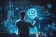 © Azhorov - A professional exploring digital technology and data analytics within a futuristic workspace at night. Generative AI