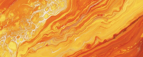 Poster - Lively Marbled Design in Bold Oranges and Yellows