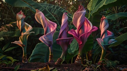 Poster - Spectral Blooms Rising from Lush Greenery