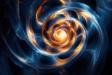 Poster - Swirling Spiral with Flowing Curves and Light Effects