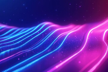 Poster - Neon Waves of Colorful Light in Motion