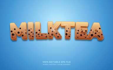 Poster - milk tea 3d editable text style effect