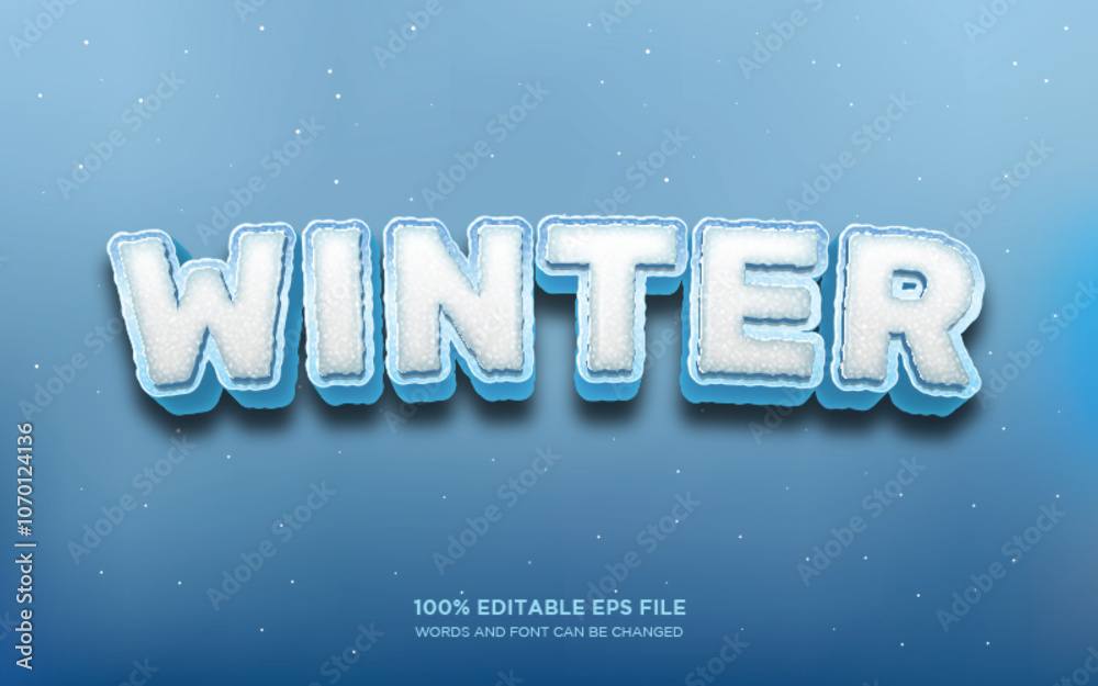 Winter 3d editable text style effect Stock Vector | Adobe Stock