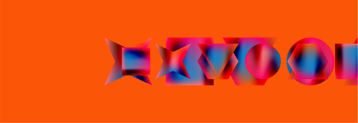 Poster - Neon color geometric shapes square triangle circle abstract background. Vector Illustration For Wallpaper, Banner, Background, Card, Book Illustration, landing page