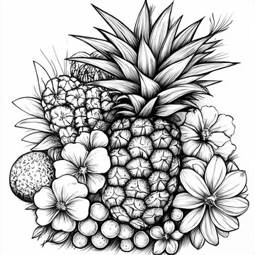 Hand drawn coloring page on summer theme