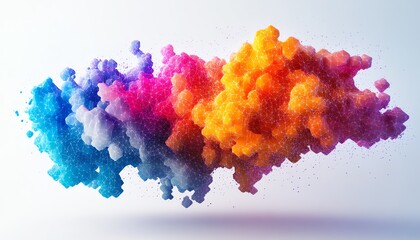 Poster - A modern, colorful brain made of hexagons and vibrant data points, set against a white background, representing AI, deep learning, and geometric innovation