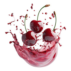 Wall Mural - Fresh cherry juice splash isolated on transparent background, vibrant and realistic liquid effect, ideal for food and beverage visuals, product ads, and summer-themed designs, Generative AI