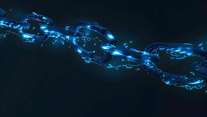 Poster - A blue digital chain, blockchain technology