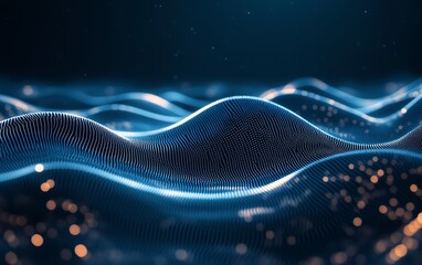 Poster - Futuristic white technology and digital connection lines on a dark blue background, representing the integration of advanced technology and digital systems