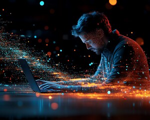 Fototapete - A business professional at their laptop