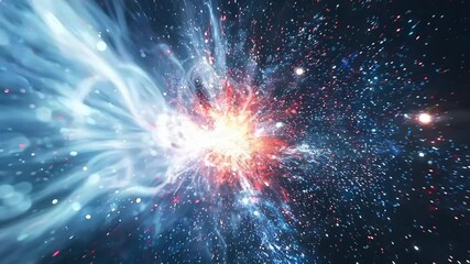 Poster - Stunning cosmic explosion in the universe, showcasing vibrant colors and ethereal light amidst the vast space.