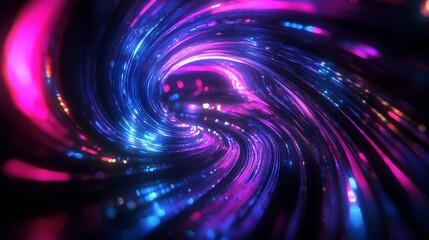 Poster - a vibrant swirling tunnel of neon colors created by light trails during a cosmic event in an abstrac